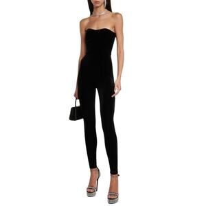 Alex Perry Sleek Black Velvet Jumpsuit Size 6